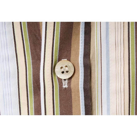 TED BAKER Brown Striped Long Sleeve Button Dress Shirt - Picture 5 of 5